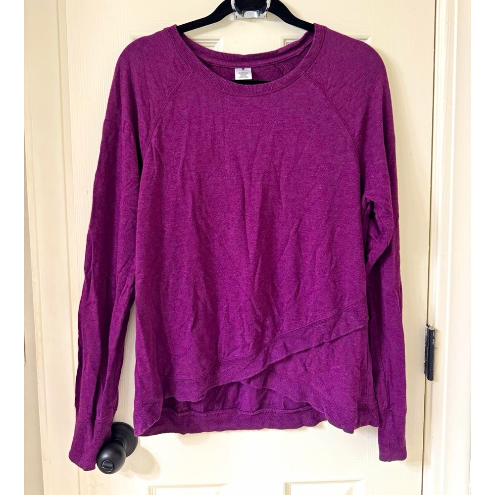Active Life Women's Purple Heather Crew Neck Raglan Stretch Knit Tee XL
